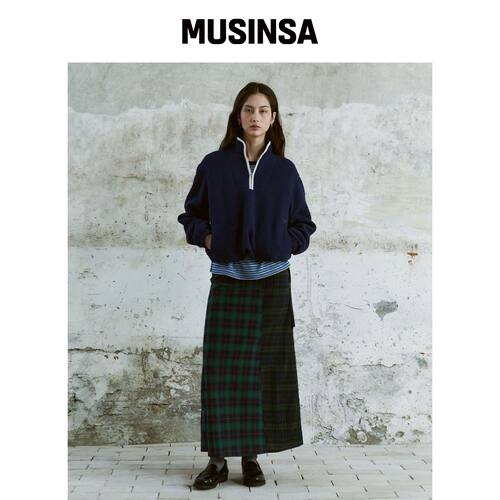 FRITUR 格纹长款半身裙绿色_F254SK01 MUSINSA韩国官网直邮进口