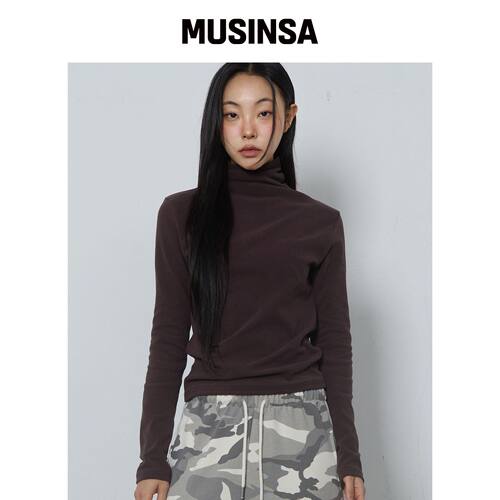 CHICKS 高领桃色长袖上衣棕色 MUSINSA韩国官网直邮进口
