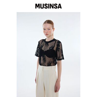 LUVM LACE BLOUSE_BLACK韩国官网直邮进口MUSINSA