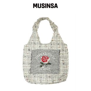 THE GREATEST GT ROSE 粗呢手提包 白色 MUSINSA韩国官网直邮进口