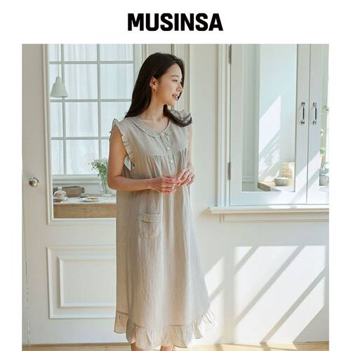 JJNIYA 女性用MARK婴儿米色无袖连衣睡衣韩国官网直邮进口MUSINSA