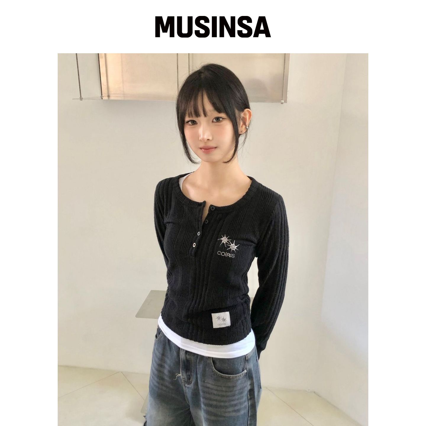 COIRIS 柔软罗纹针织扣长袖T恤 秋款女装MUSINSA韩国官网直邮进口