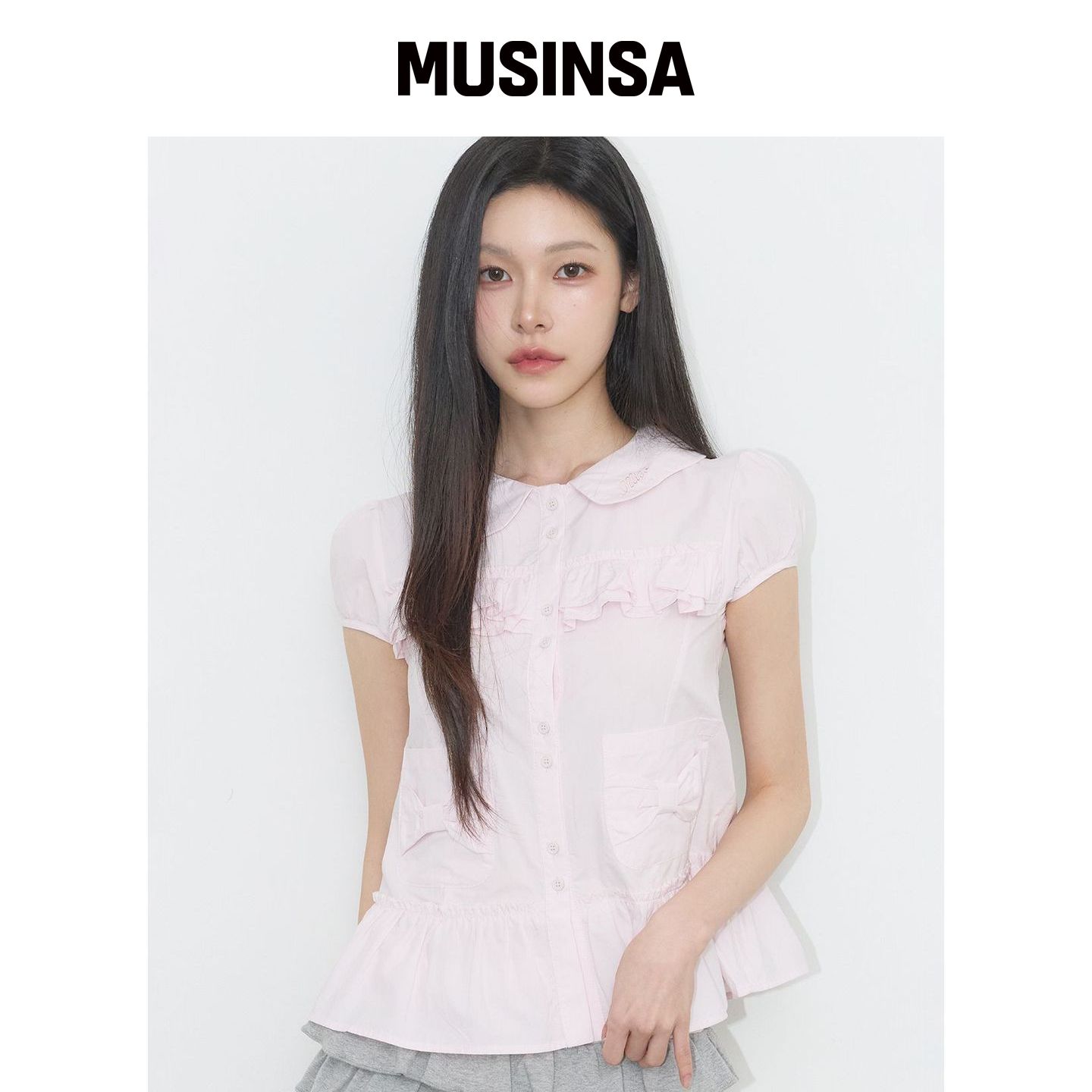 ILLIGO 明星同款蝴蝶结甜美风衬衫上衣MUSINSA韩国官网直邮进口图片
