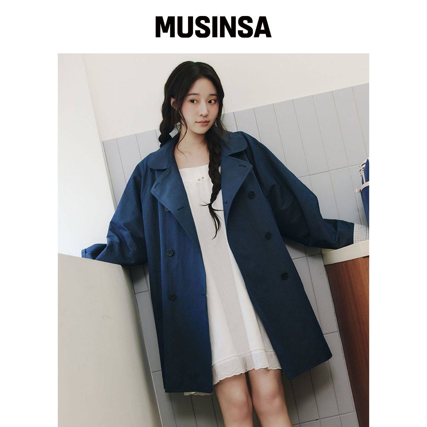 CELITAILS 圆领半身风衣_海军蓝 MUSINSA韩国官网直邮进口