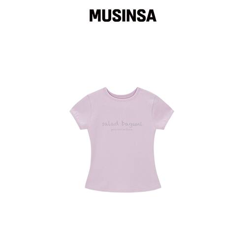 SALAD BAGUNI 挑衅字母罗纹T恤 - 粉色 MUSINSA韩国直邮官方正品