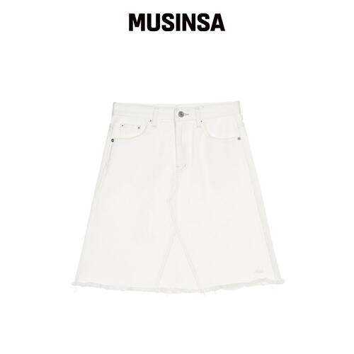 NICK&NICOLE RAW CUT MIDI DENIM SKIRT_IVORY M韩国官网直邮进口