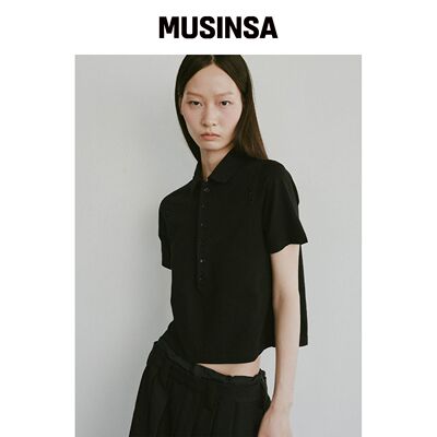 PLZPROJECT 打孔PK T恤，黑色韩国官网直邮进口MUSINSA