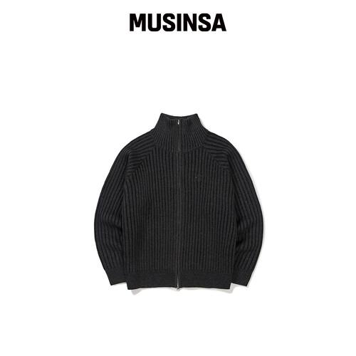 BORN CHAMPS TWO TONE KNIT ZIP-UP B23FT18BK韩国官网直邮进口
