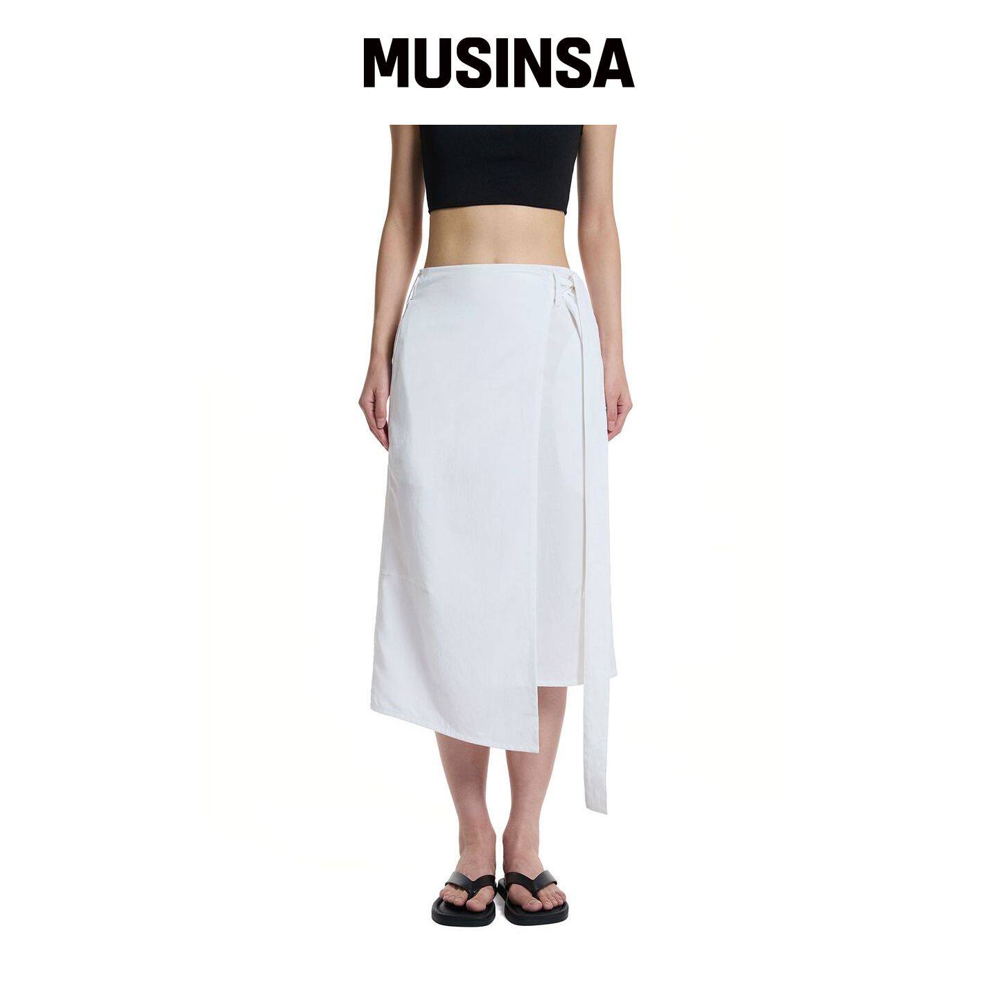 TRUNK PROJECT 系带包裹裙子_WHITE MUSINSA韩国官网直邮进口