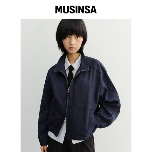 DUNST UNISEX SUMMER HARRINGTON JACKET NAVY_U韩国官网直邮进口