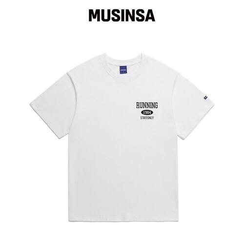 STAFFONLY RUNING SMALL LOGO TEE (WHITE-BLACK韩国官网直邮进口