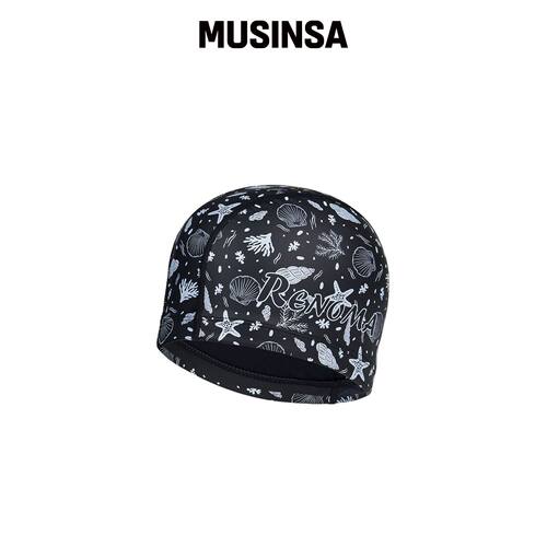 RENOMASWIM 用品 成人沙滩SYMBOL PU泳帽 VLACK 韩国官网直邮进口