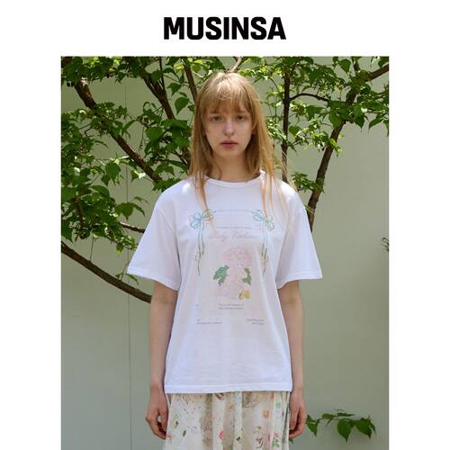 FUNFROMFUN Fairy verbena T恤，白色 MUSINSA韩国官网直邮进口