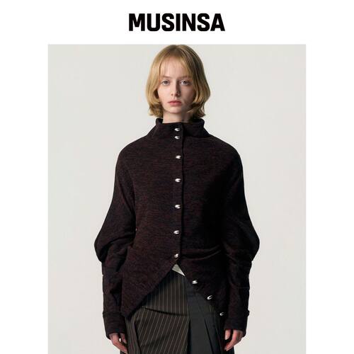KIMZISU Fluid Knit-Texture Jacket_BURGUNDY韩国官网直邮进口