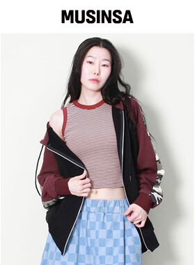 DEMARC 条纹 cropped 无袖上衣砖红色韩国官网直邮进口MUSINSA