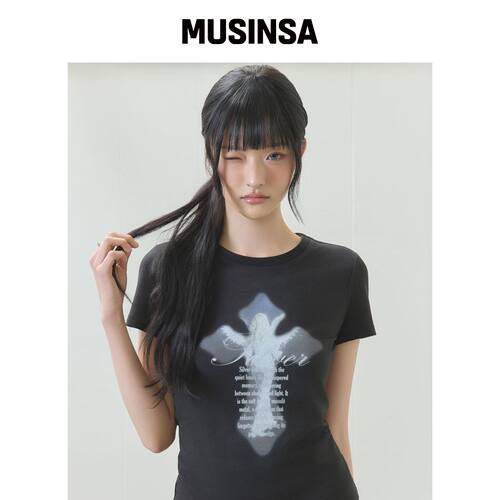 LUVISTRUE FAIRY 图案T恤黑色短袖上衣MUSINSA韩国官网直邮进口
