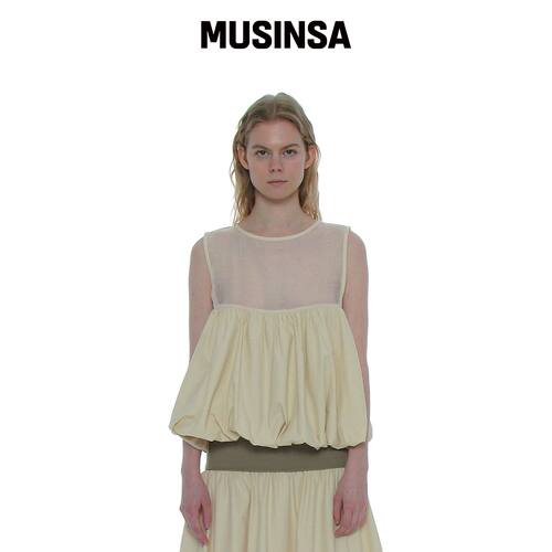 PARTIMENTO WOMEN 无袖泡泡衬衫_IVORY MUSINSA韩国直邮官方正品
