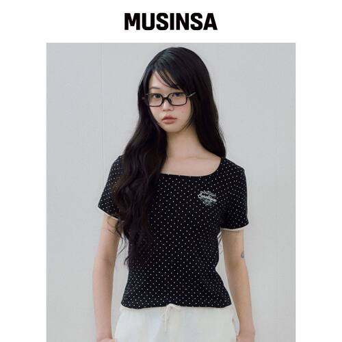 CORALIQUE DKNY PURE背带点T恤黑色韩国官网直邮进口MUSINSA