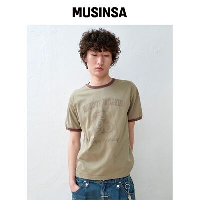 THEVINYLHOUSE NOBODY WORK RINGER TEE 橄榄色韩国官网直邮进口