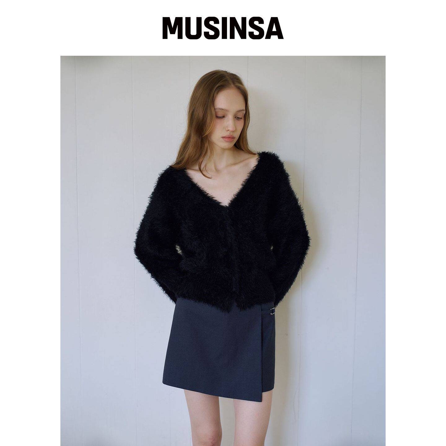 DEHEVE Fur Baby Cardigan [黑色] MUSINSA韩国官网直邮进口
