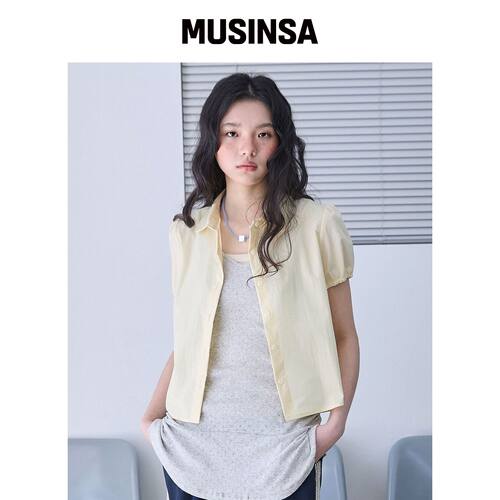 COMONINOZ W PUFF COLLAR SHIRT [YELLOW] MUSIN韩国官网直邮进口
