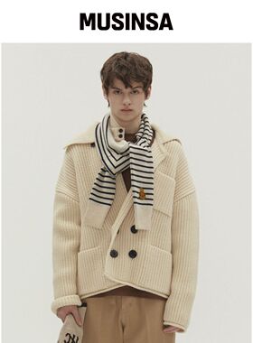 NOHANT PREPPY 双针开衫 象牙色 MUSINSA韩国官网直邮进口