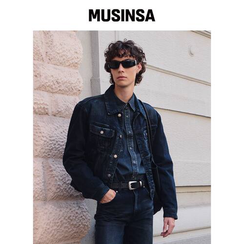 LMOOD 버本牛仔夹克午夜蓝 MUSINSA韩国官网直邮进口