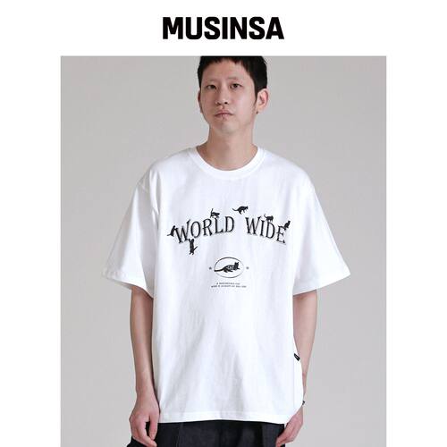 BY.L WORLD WIDE CAT 半高领T恤 WHITE韩国官网直邮进口MUSINSA