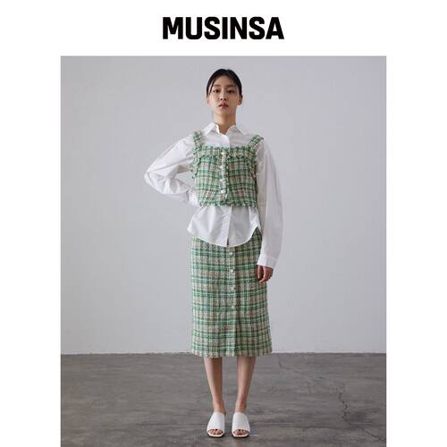 MODERNABLE 按钮点缀TWEE裙子 - GREEN韩国官网直邮进口MUSINSA