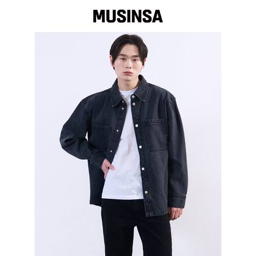 PLAC 水洗牛仔衬衫外套 黑色 MUSINSA韩国官网直邮进口