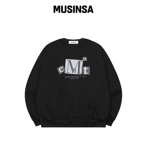 MUCENT 梦伊方形字母印花运动衬衫男女通用 MUSI韩国官网直邮进口