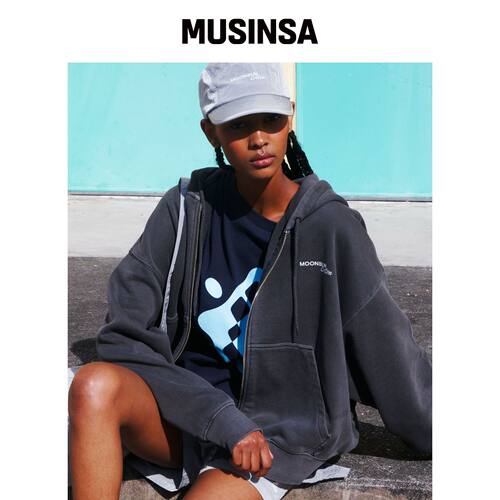 MOONSUN ARCHIVE M.C UNISEX Logo染色连帽拉链 韩国官网直邮进口