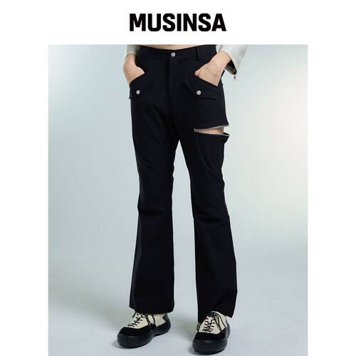 LUVISTRUE AM NYLON 塔克喇叭裤（黑色） MUSINS韩国官网直邮进口
