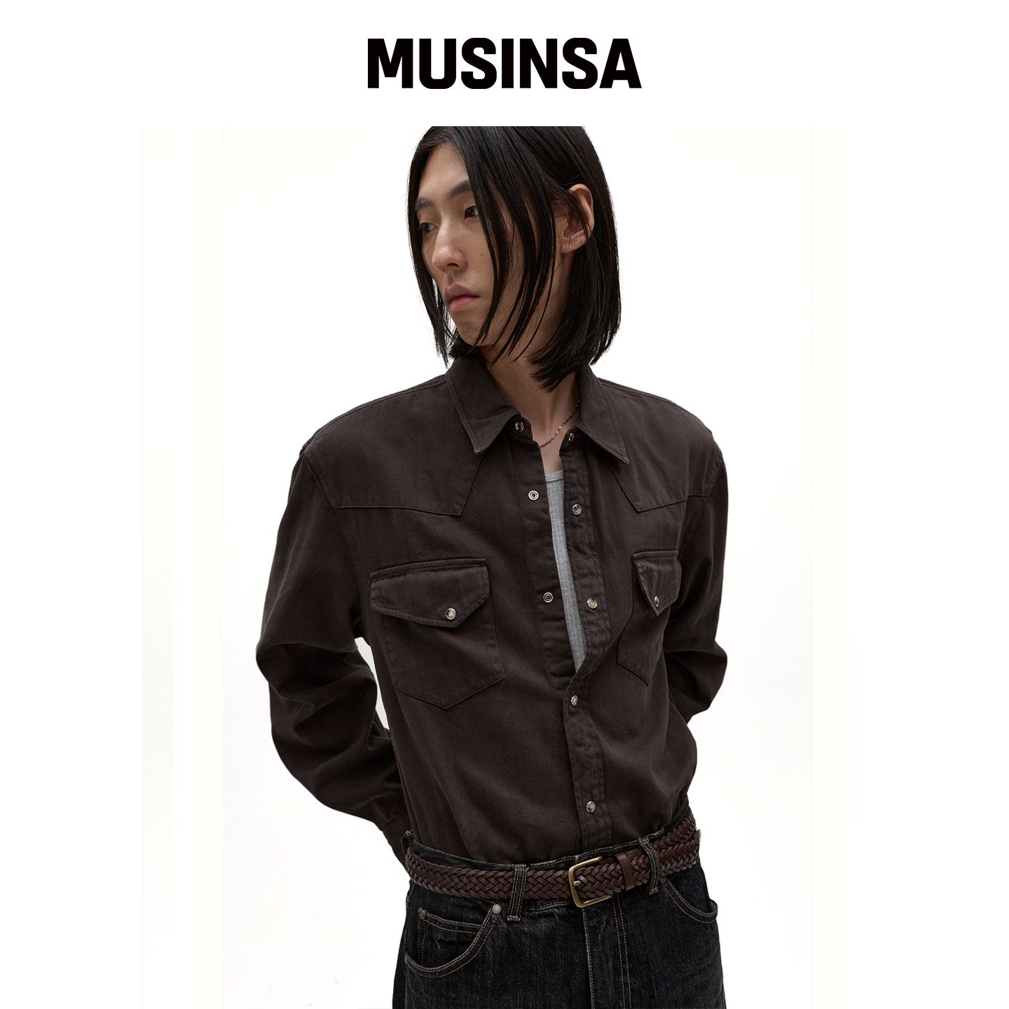 LMOOD 坏家伙牛仔西装衬衫 土棕色 MUSINSA韩国官网直邮进口