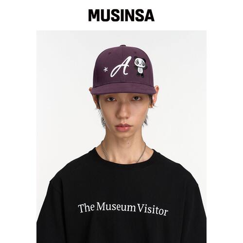 THEMUSEUMVISITOR 熊猫刺绣棒球帽（紫罗兰） MU韩国官网直邮进口