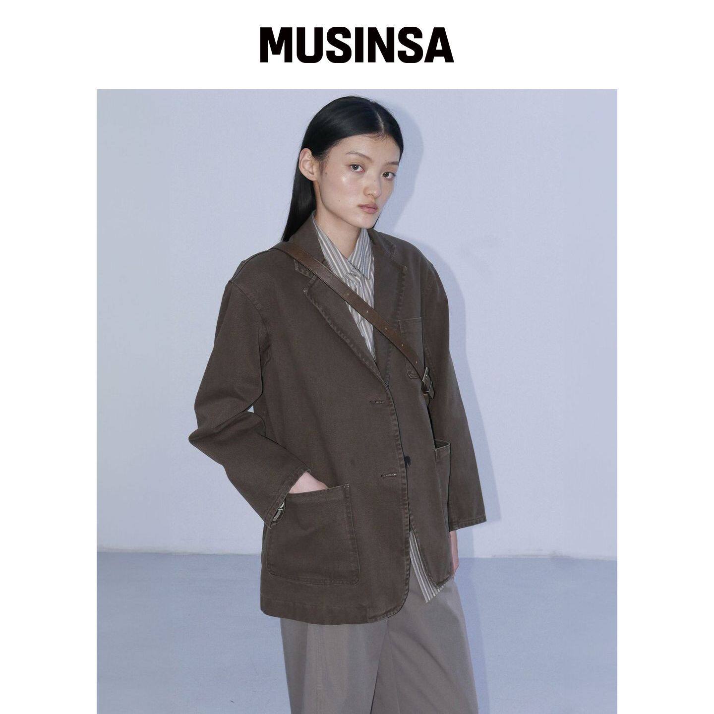 EN OR 牛仔外套西装棕色秋季时尚设计感MUSINSA韩国官网直邮进口