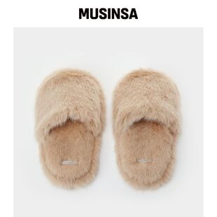 MOLLIOLLI 圆形毛绒室内拖鞋 [米色] MUSINSA韩国官网直邮进口
