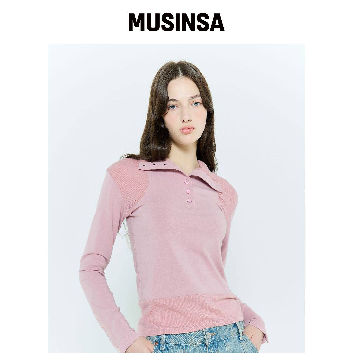 LARTIGENT L6 按扣 T恤(粉色) MUSINSA韩国直邮官方正品
