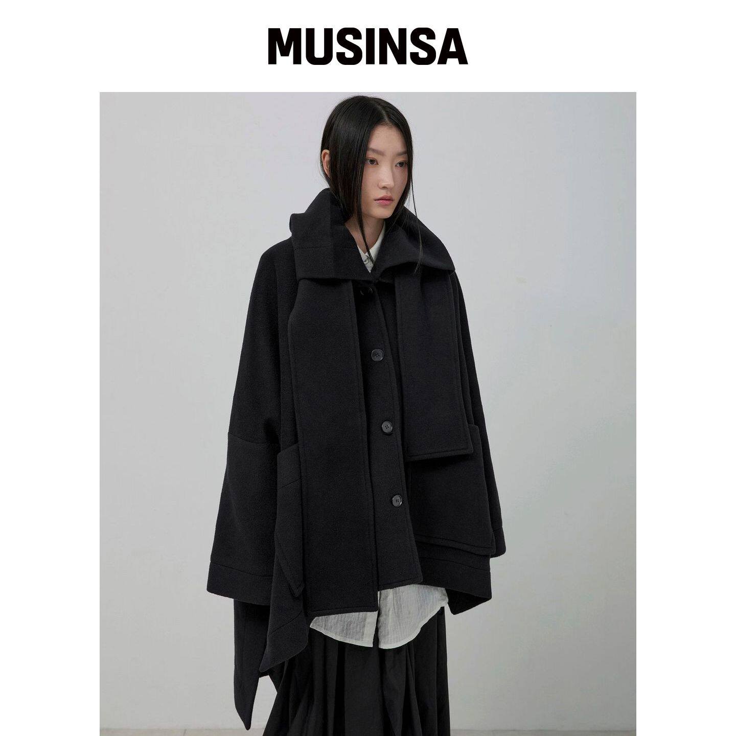 FLAREUP 羊毛围巾大衣 (FL-051_黑色) MUSINSA韩国官网直邮进口