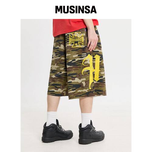 HOODHOOD HD切割迷彩卡其色短裤 MUSINSA韩国直邮官方正品