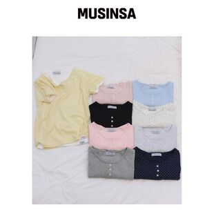 HAVISM RIB HENLEY NECK 短袖T恤（10种颜色）韩国官网直邮进口