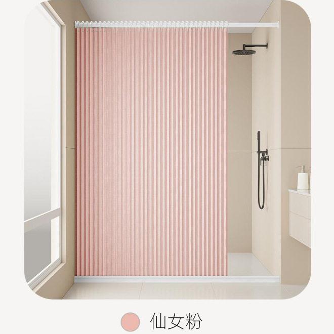 【哇】跨境源头工厂免打孔仿亚麻折叠浴帘门帘卫生间隔断帘干湿帘