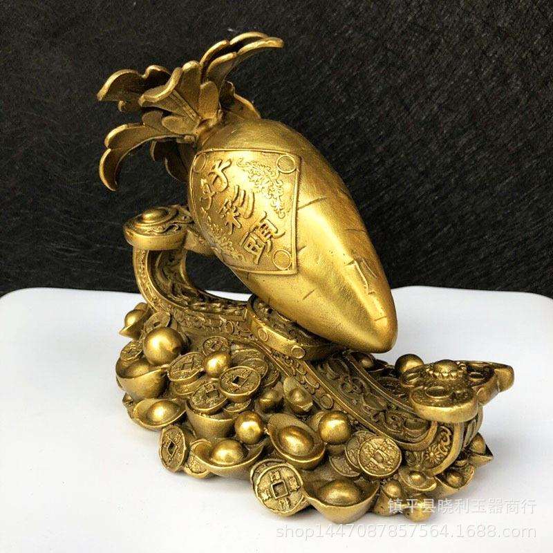 铜好彩头摆件铜如意大萝卜金钱元宝铜器铜雕工艺品