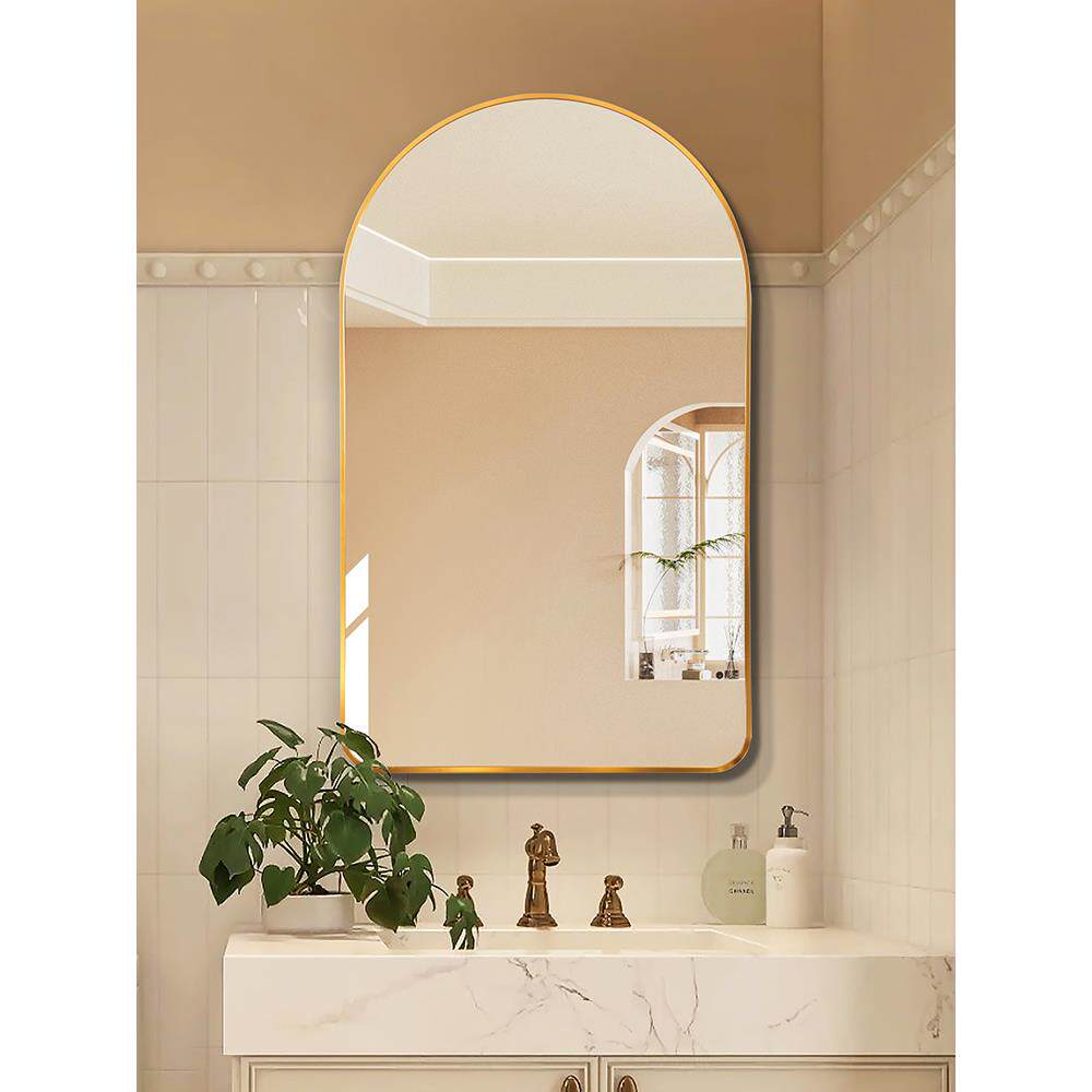 BOLEN法式拱门形铝合金壁挂墙洗手台卫生间浴室镜梳妆台化妆镜子