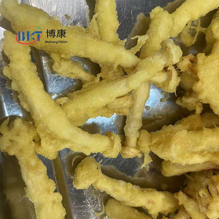 菇小酥上浆机 蘑菇裹浆挂糊机器 连续式杏鲍菇裹粉上浆油炸生产线