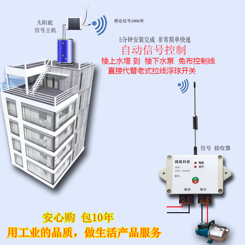 水塔全自动无线抽水开关水位控制器水箱显示水位遥控器上水液位阀