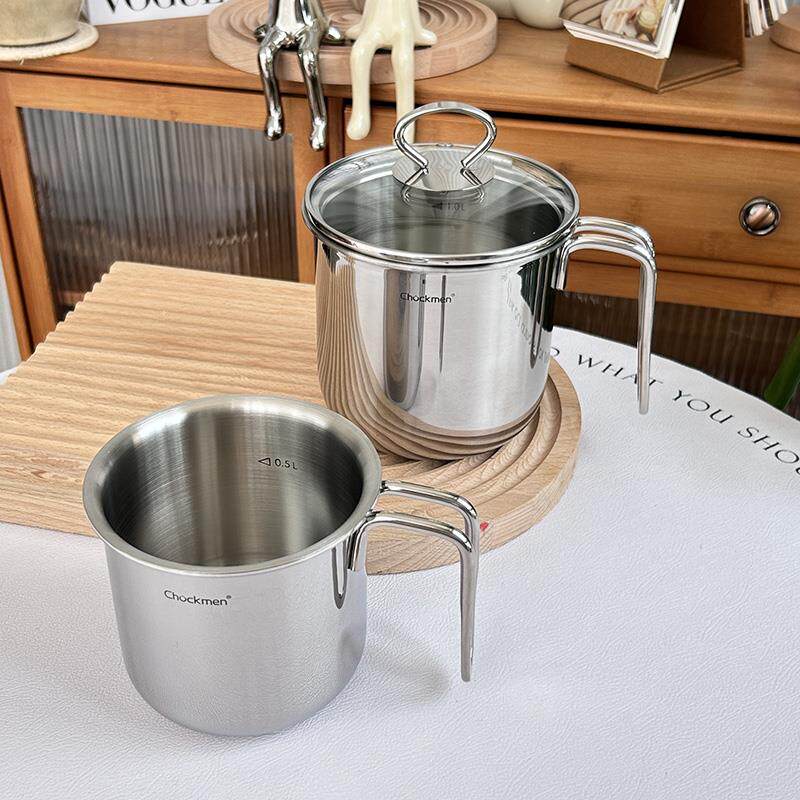 18/10不锈钢奶锅多用喝茶杯子咖啡杯热奶杯三层钢户外小奶壶