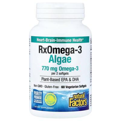 Natural Factors,RxOmega3 Algae, 60 Vegetarian Softgels