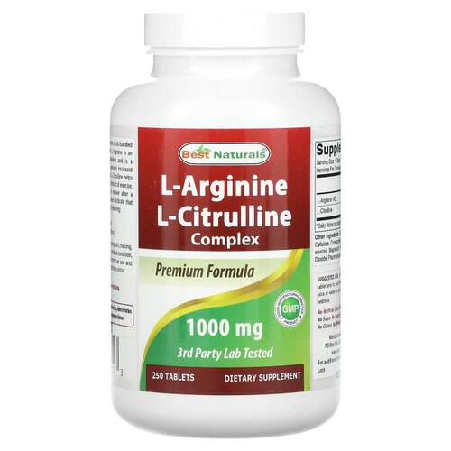 Best Naturals,L-精氨酸、L-瓜氨酸复合物，250 粒胶囊