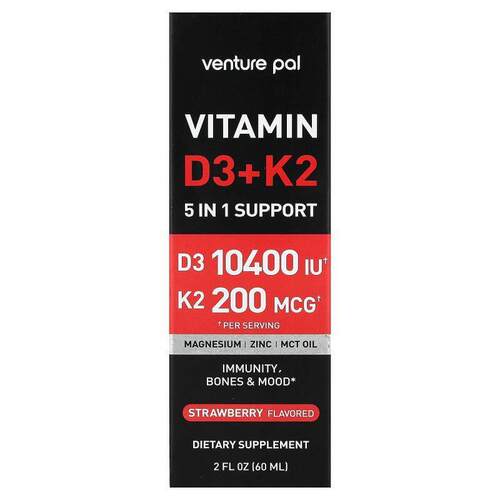 Venture Pal,维生素 D3 + K2，草莓味，2 液量盎司（60 毫升）